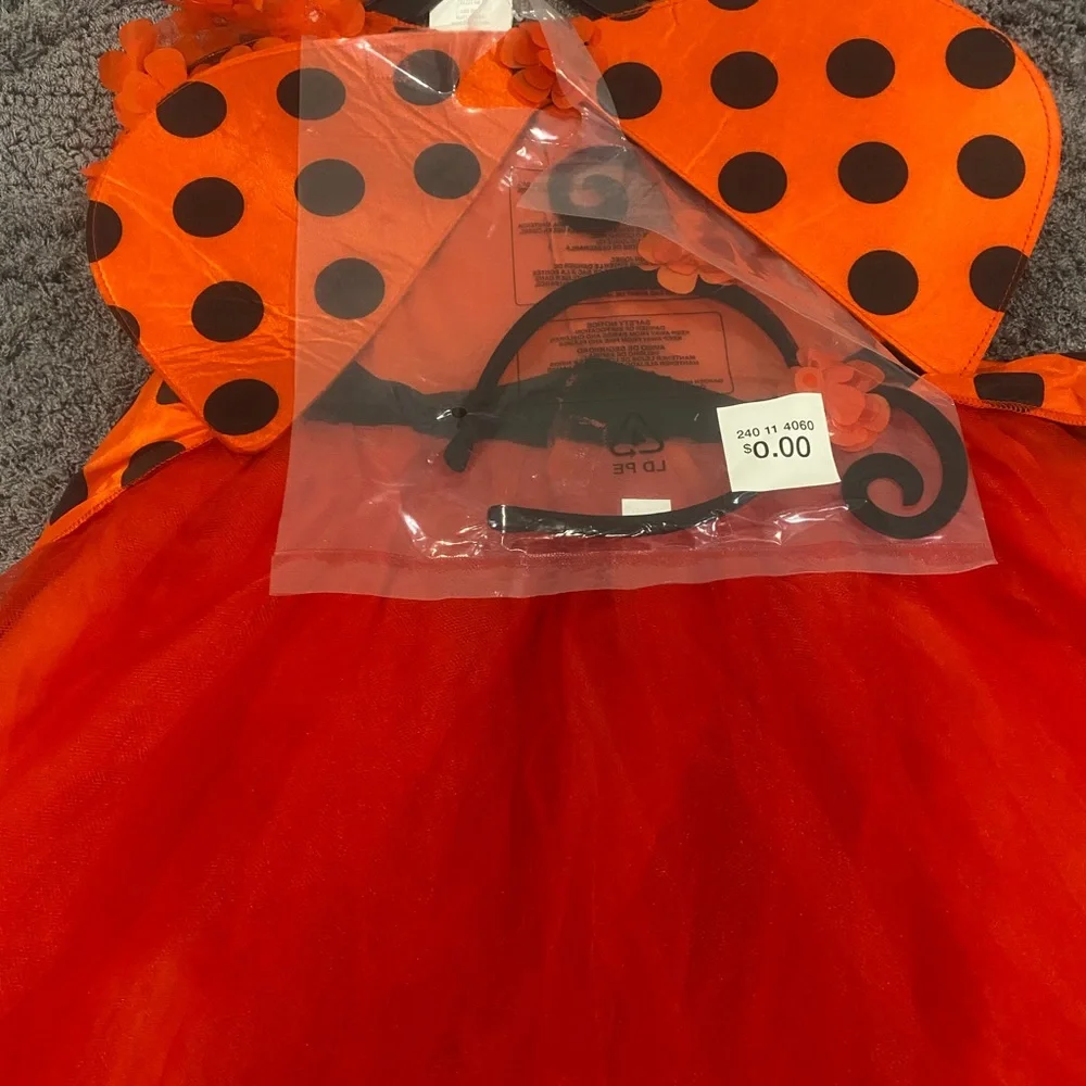 Toddler Red Ladybug Costume Dress with Black Polka Dots